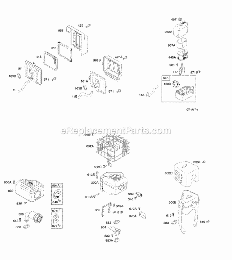 Air Cleaner Exhaust System Governor Spring Diagram and Parts List for 121002-0147-H8  Briggs and Stratton Engine